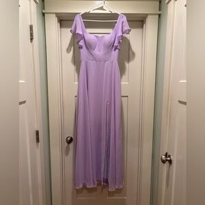Azazie Lavender Maxi Dress with Flutter Sleeves